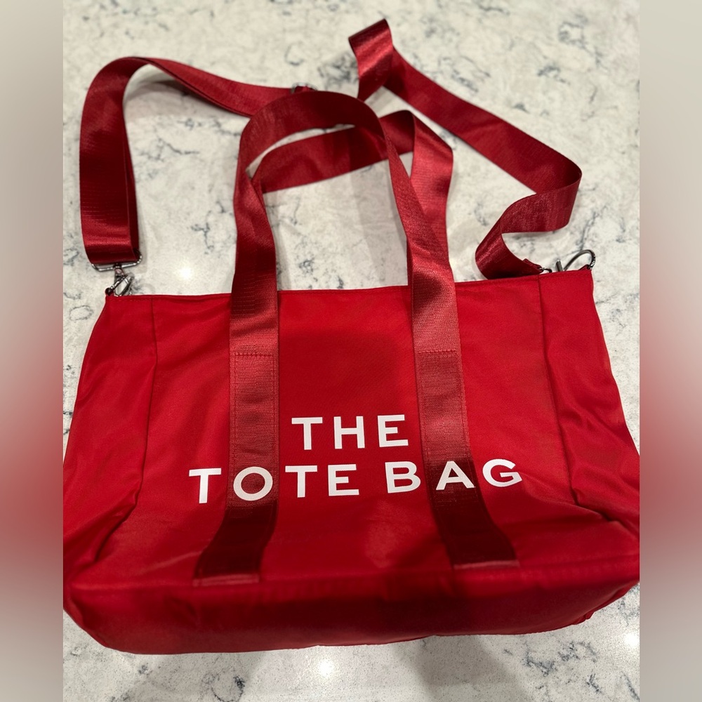 Red Nylon tote bag